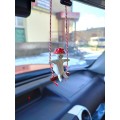 Amanita mushroom swinging cat car mirror hanging