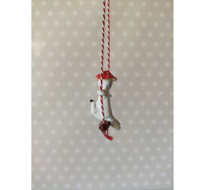 Amanita mushroom swinging cat car mirror hanging