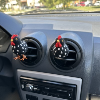 Polka dot black chicken air vent clip