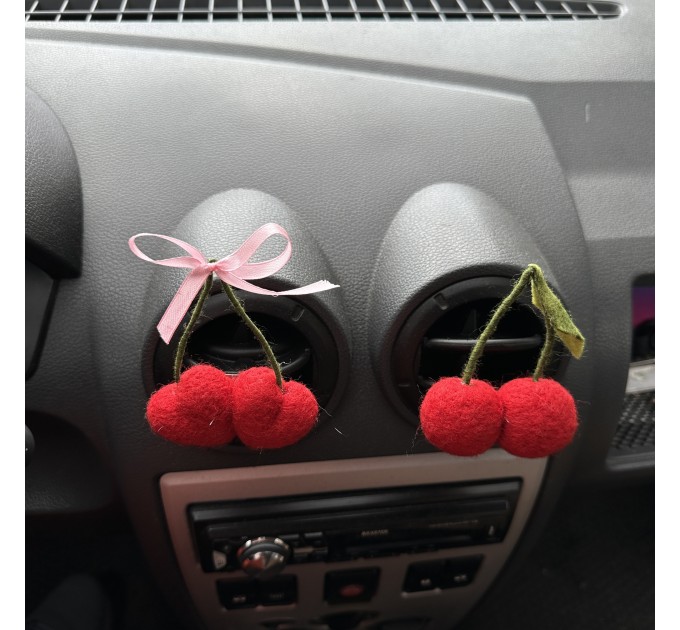 Cherries air vent clip Cherries hearts with bow air vent clip