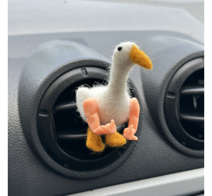 Rude goose with middle finger hands air vent clipft Farm animal car decor