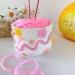 Small white crochet yarn holder bowl with cute worms Knitters crocheters