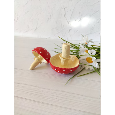 Inverted amanita mushroom incense stick holder