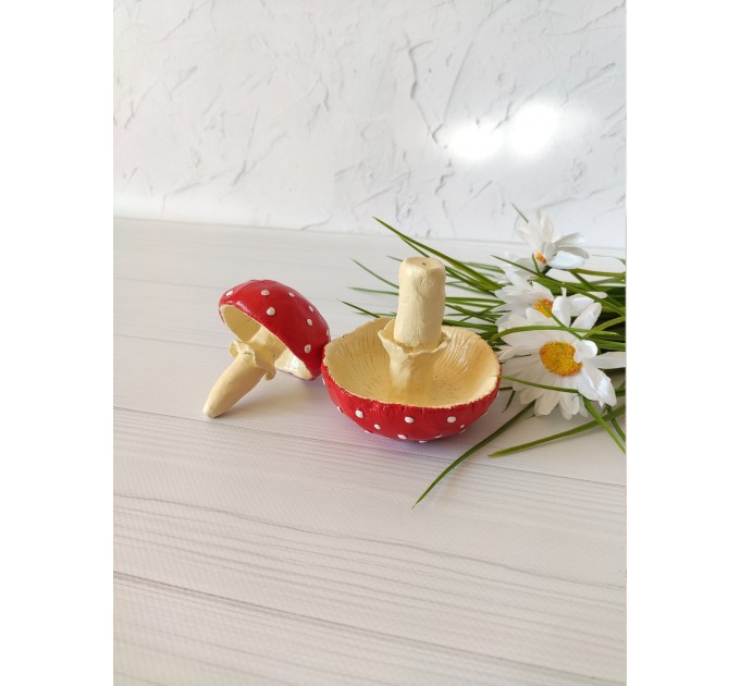 Inverted amanita mushroom incense stick holder