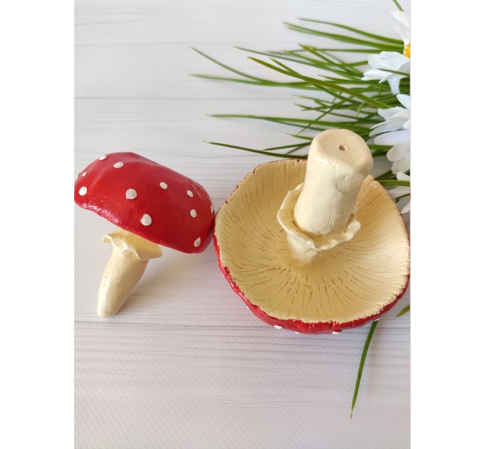 Inverted amanita mushroom incense stick holder