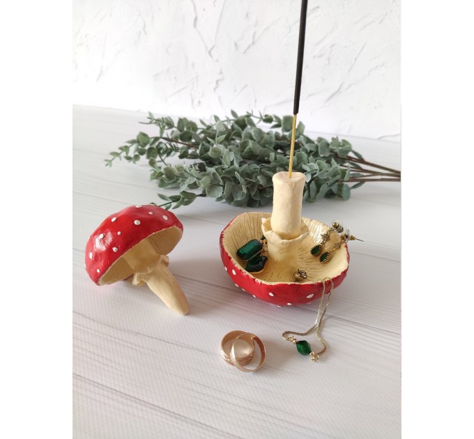 Inverted amanita mushroom incense stick holder