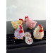 Pastel color chickens with bows and beads air vent clip