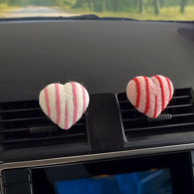 Striped Heart Air Vent Clips