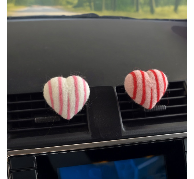Striped Heart Air Vent Clips