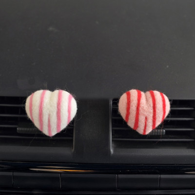 Striped Heart Air Vent Clips