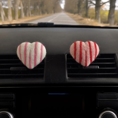 Striped Heart Air Vent Clips