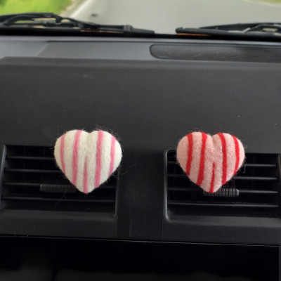 Striped Heart Air Vent Clips