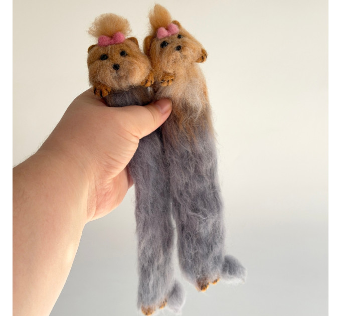 Handmade Felted Yorkie Bookmark with Bow
