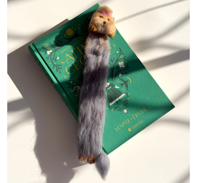 Handmade Felted Yorkie Bookmark with Bow
