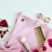 Pink Faux Fur Wall Organizer Envelope with Hearts, Soft Storage Pocket