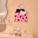 Pink Faux Fur Wall Organizer Envelope with Hearts, Soft Storage Pocket