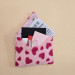 Pink Faux Fur Wall Organizer Envelope with Hearts, Soft Storage Pocket