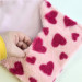 Pink Faux Fur Wall Organizer Envelope with Hearts, Soft Storage Pocket