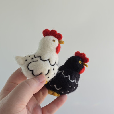 Chicken with ornaments car dashboard