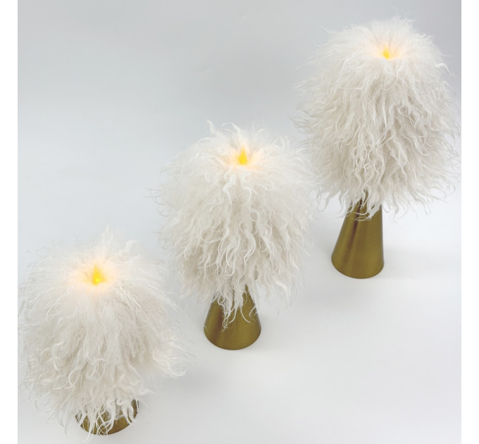 Alpaca Milk Faux Fur Pillar LED Candle