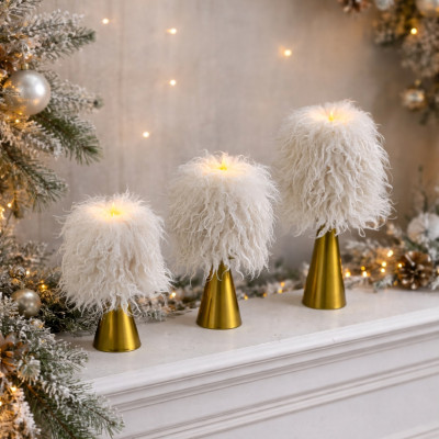 Alpaca Milk Faux Fur Pillar LED Candle