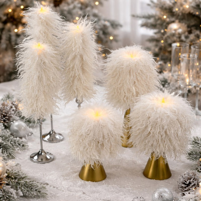 Alpaca Milk Faux Fur Pillar LED Candle
