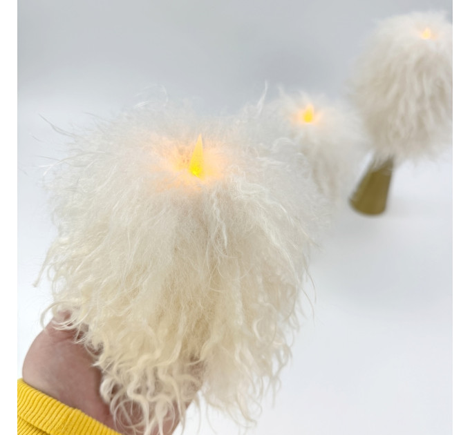 Alpaca Milk Faux Fur Pillar LED Candle