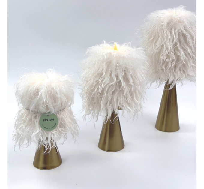 Alpaca Milk Faux Fur Pillar LED Candle