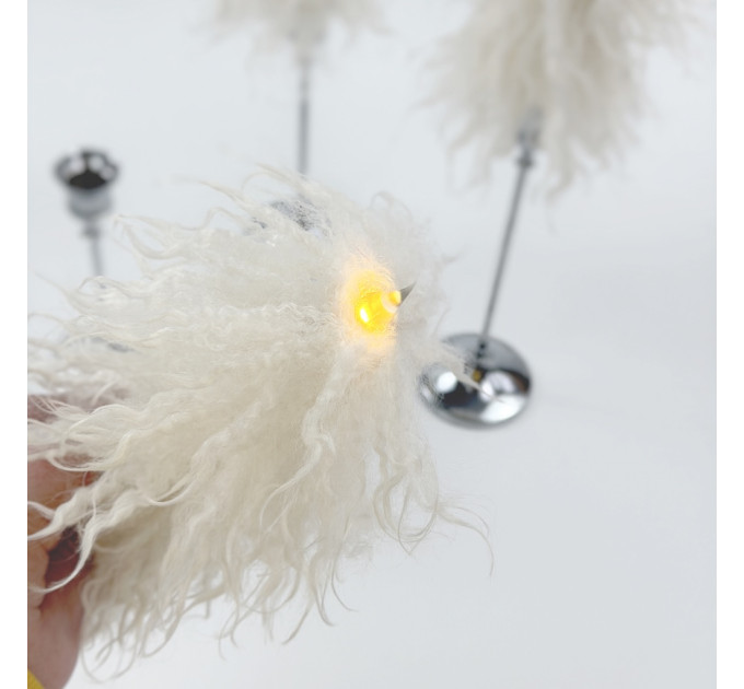 Alpaca Milk Faux Fur Taper LED Candle