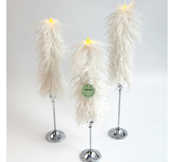 Alpaca Milk Faux Fur Taper LED Candle