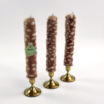 Bambi Deer Spotted Faux Fur Taper LED Candle