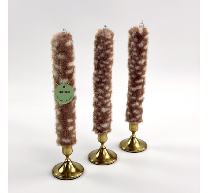 Bambi Deer Spotted Faux Fur Taper LED Candle