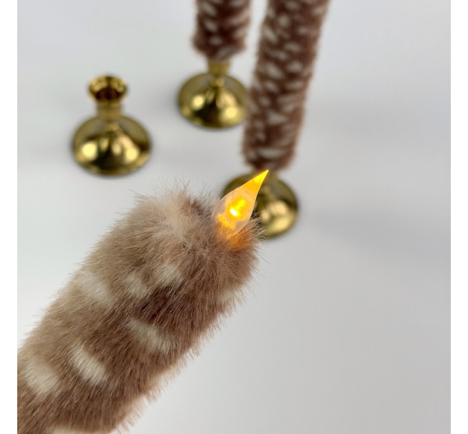 Bambi Deer Spotted Faux Fur Taper LED Candle
