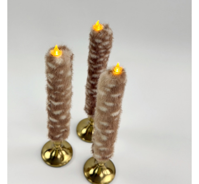 Bambi Deer Spotted Faux Fur Taper LED Candle