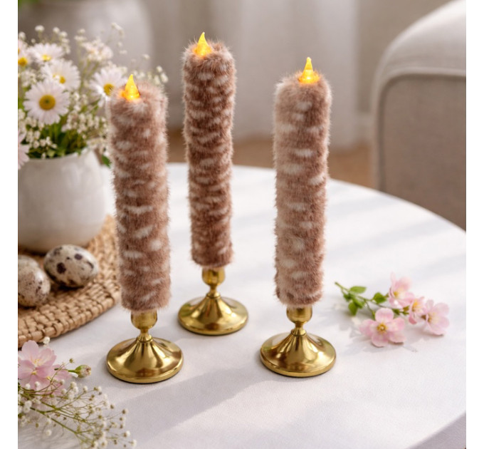 Bambi Deer Spotted Faux Fur Taper LED Candle