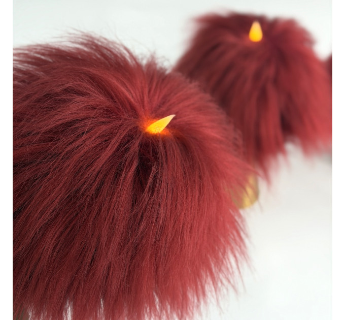 Burgundy Furry LED Pillar Candle — Funky