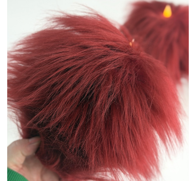 Burgundy Furry LED Pillar Candle — Funky