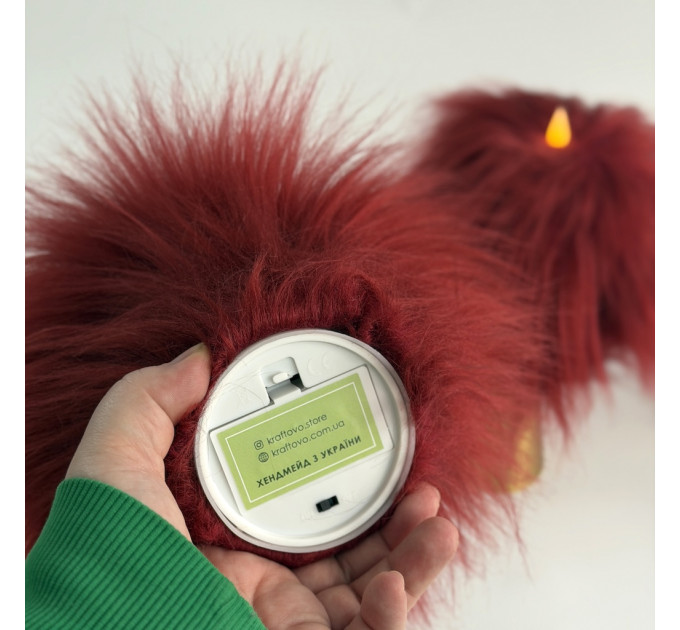 Burgundy Furry LED Pillar Candle — Funky