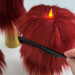 Burgundy Furry LED Pillar Candle — Luxury