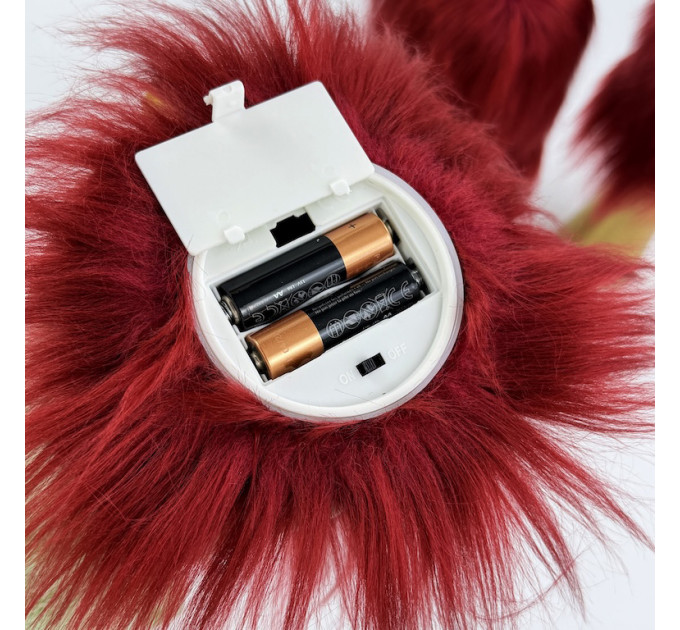 Burgundy Furry LED Pillar Candle — Luxury