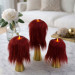 Burgundy Furry LED Pillar Candle — Luxury