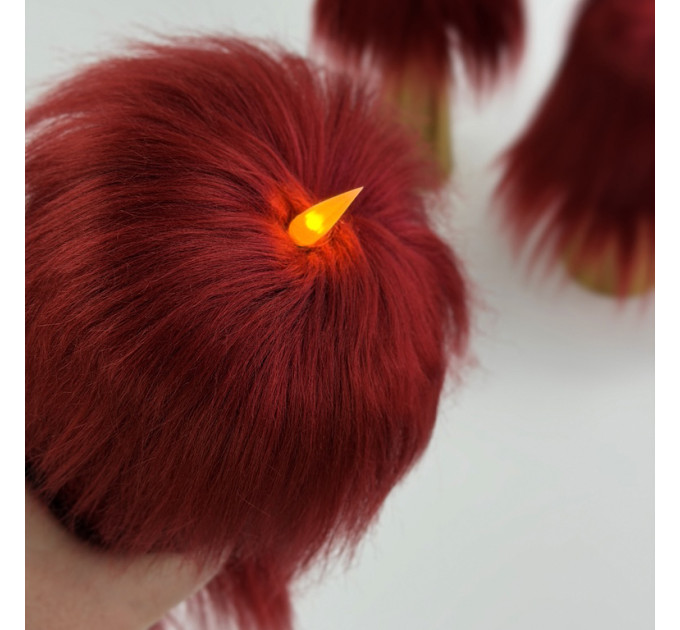 Burgundy Furry LED Pillar Candle — Luxury