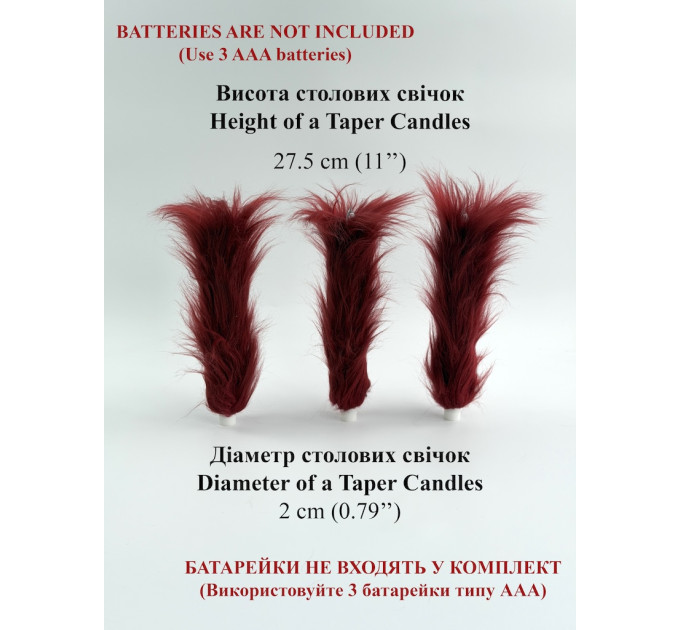 Burgundy Furry LED Taper Candle — Funky