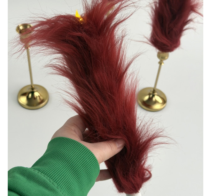 Burgundy Furry LED Taper Candle — Funky