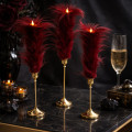 Burgundy Furry LED Taper Candle — Funky