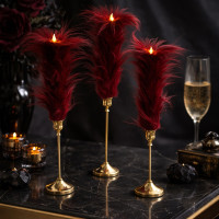 Burgundy Furry LED Taper Candle — Funky