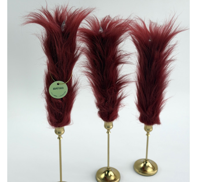 Burgundy Furry LED Taper Candle — Funky