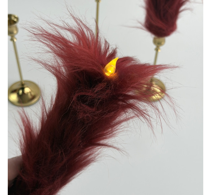 Burgundy Furry LED Taper Candle — Funky