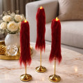 Burgundy Furry LED Taper Candle — Luxury