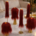 Burgundy Furry LED Taper Candle — Luxury